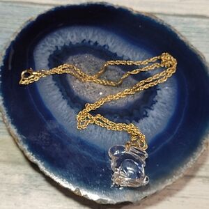 Glass Clear Bunny Necklace.